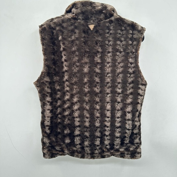 FAUX Fur reversable woman button brown-orange boho gorpcore vest MEDIUM - Picture 2 of 14